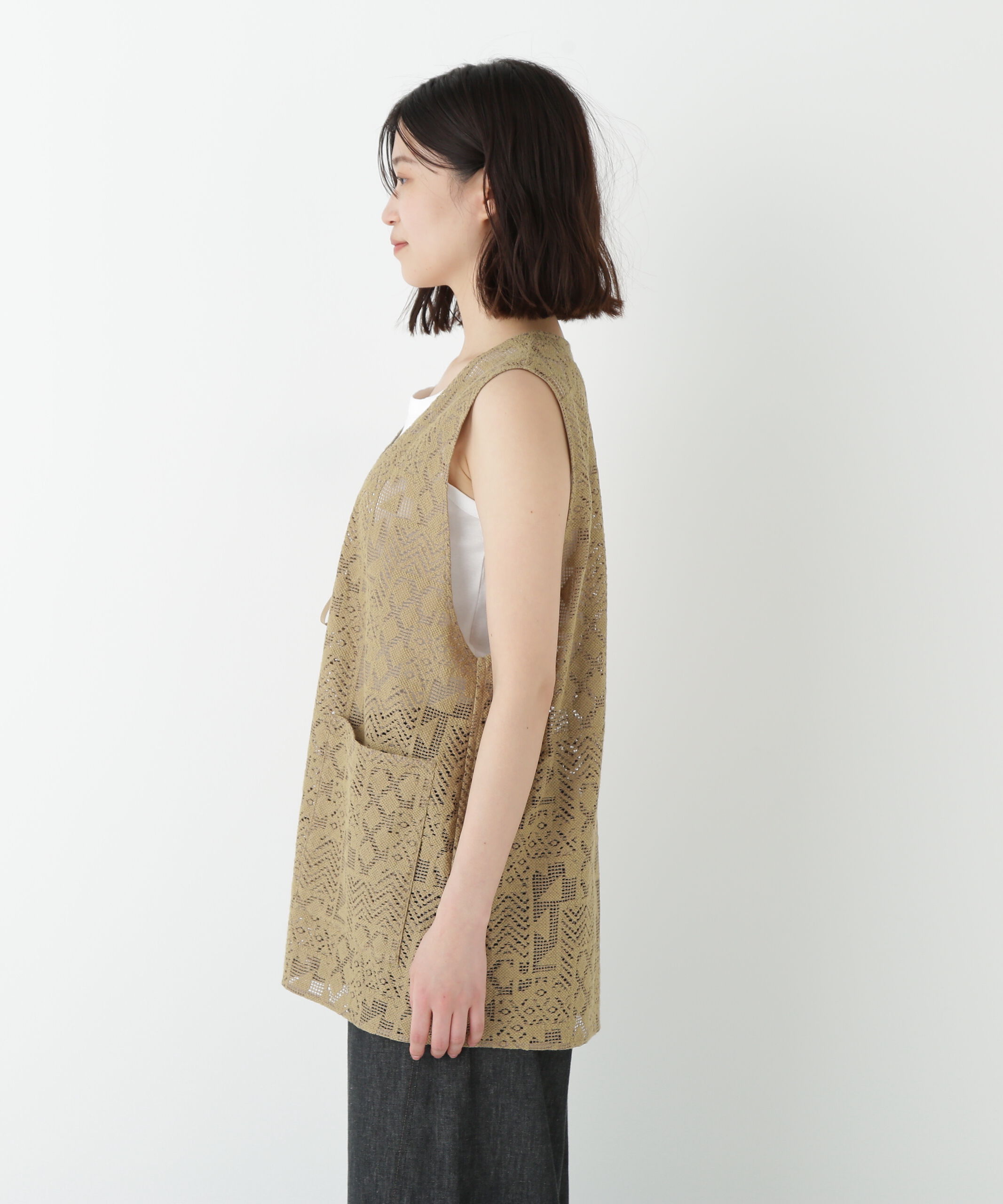  「◆ジオメトリックレースジレ」|シャツ・ブラウス|