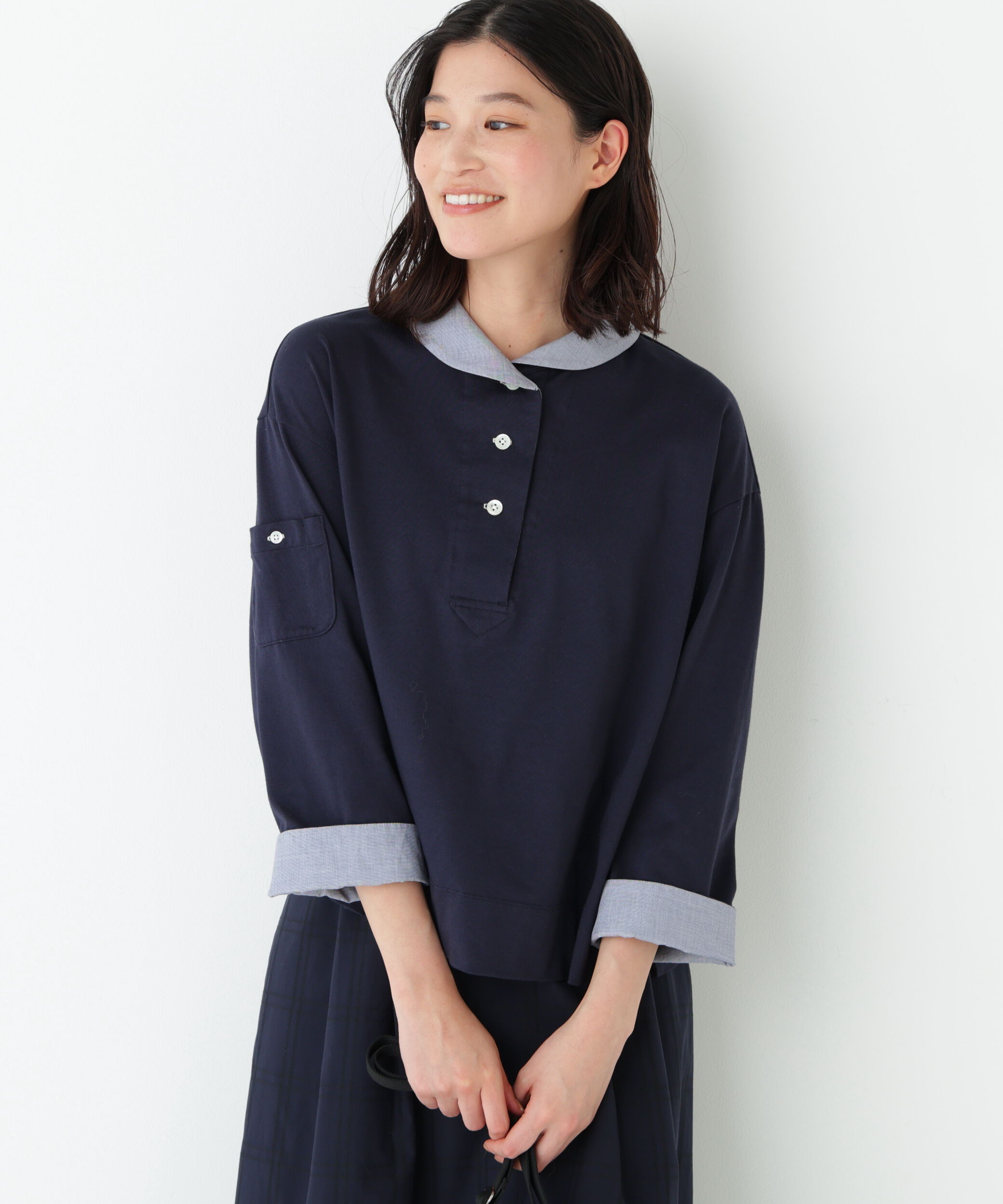  「◆《接触冷感》クールマックスプレーティング天竺」|Tシャツ・カットソー|ネイビー