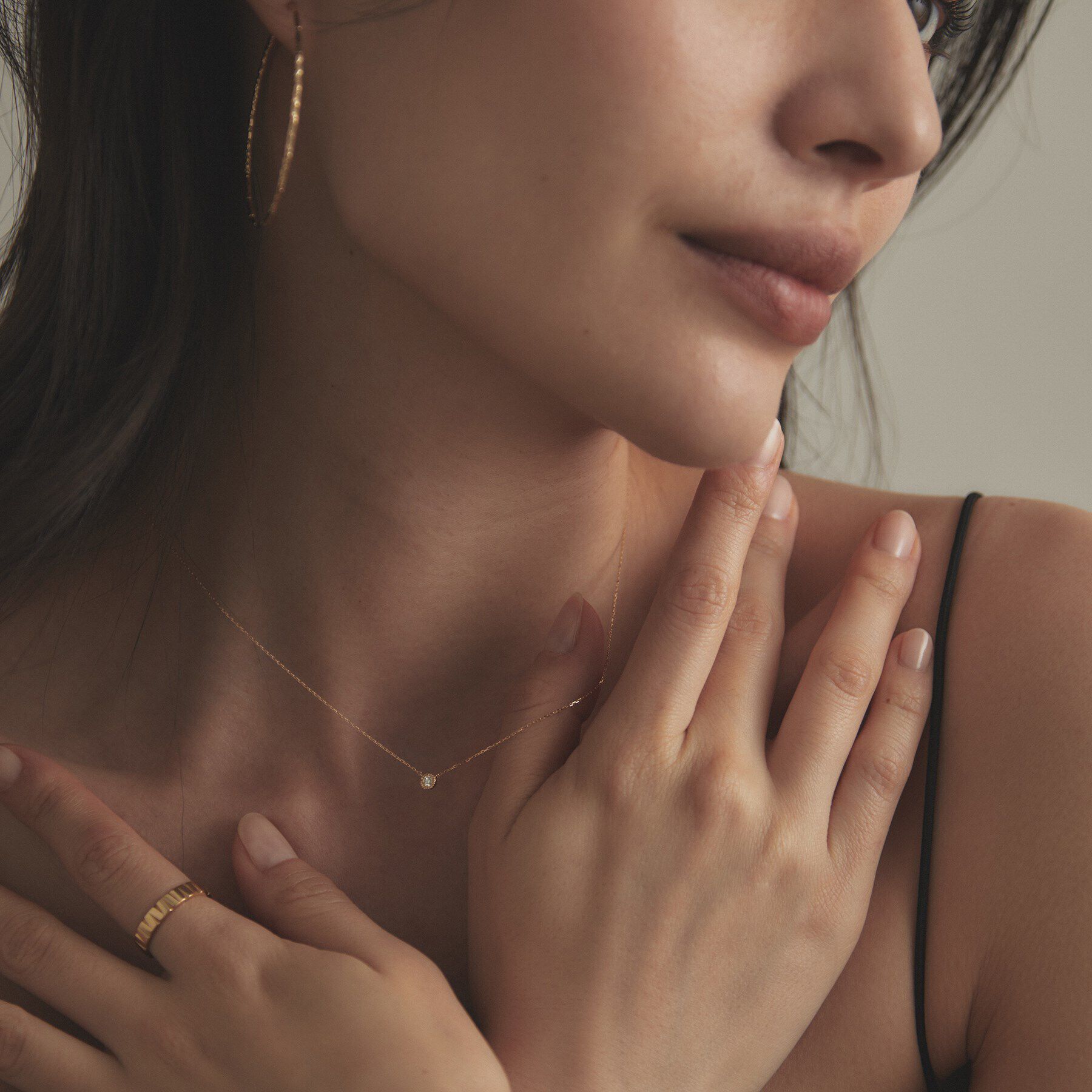 COCOSHNIK「K18ダイヤモンド フチミル ネックレス（小）」|ネックレス|