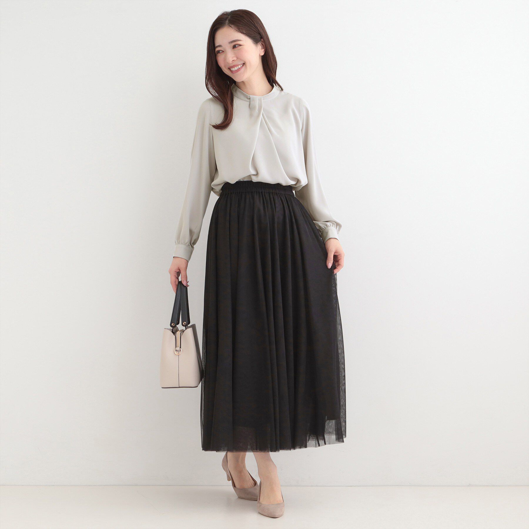 SHOO･LA･RUE「【洗濯機可/吸水速乾】多機能 ボウタイ風デザインブラウス」|シャツ・ブラウス|