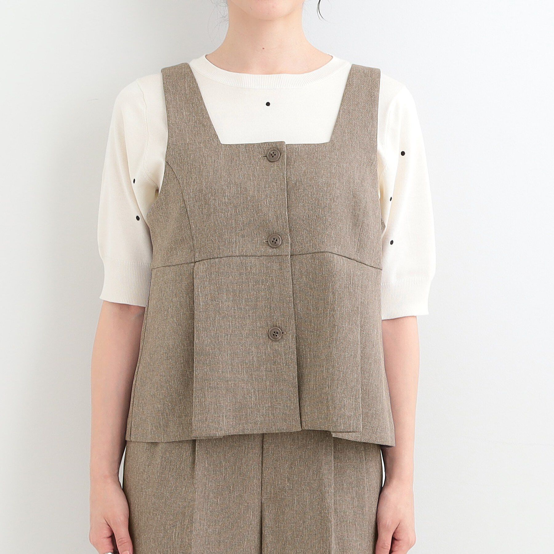 SHOO･LA･RUE「【2点セット/S-LL】着るだけで決まる 大人上品な麻調セットアップ」|スーツ|