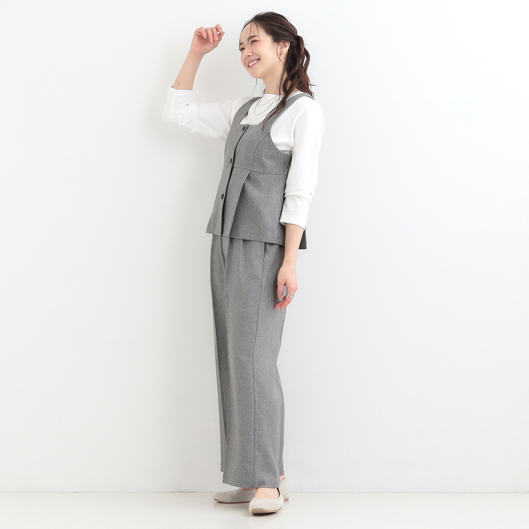 SHOO･LA･RUE「【2点セット/S-LL】着るだけで決まる 大人上品な麻調セットアップ」|スーツ|