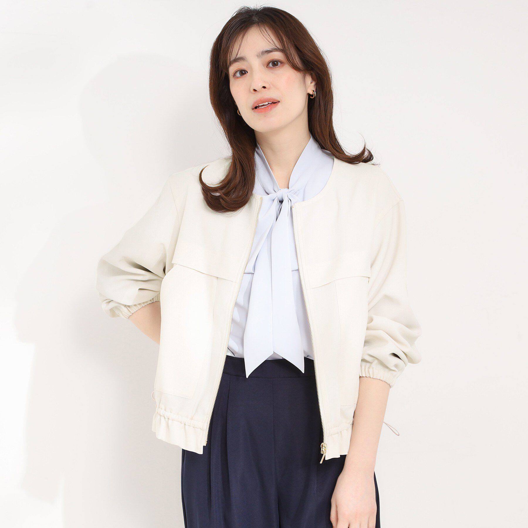 SHOO･LA･RUE「ドロストノーカラーブルゾン」|ブルゾン・スタジャン|