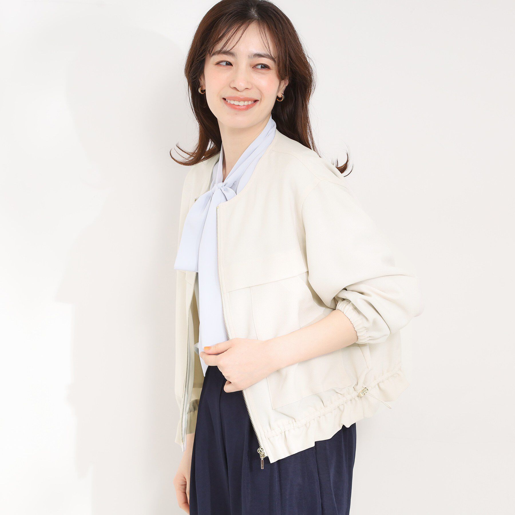 SHOO･LA･RUE「ドロストノーカラーブルゾン」|ブルゾン・スタジャン|