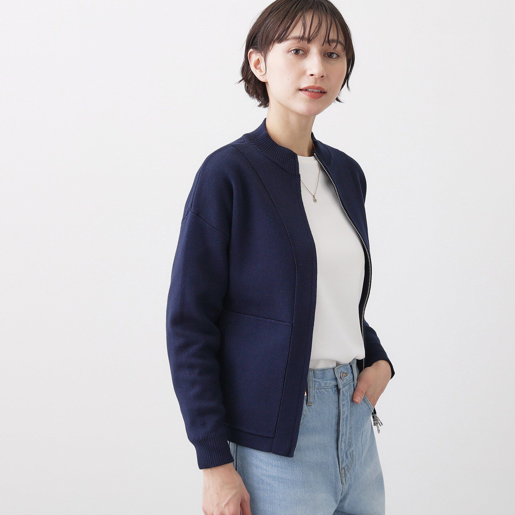 Dessin「【洗える】ジップニットカーディガン」|カーディガン|