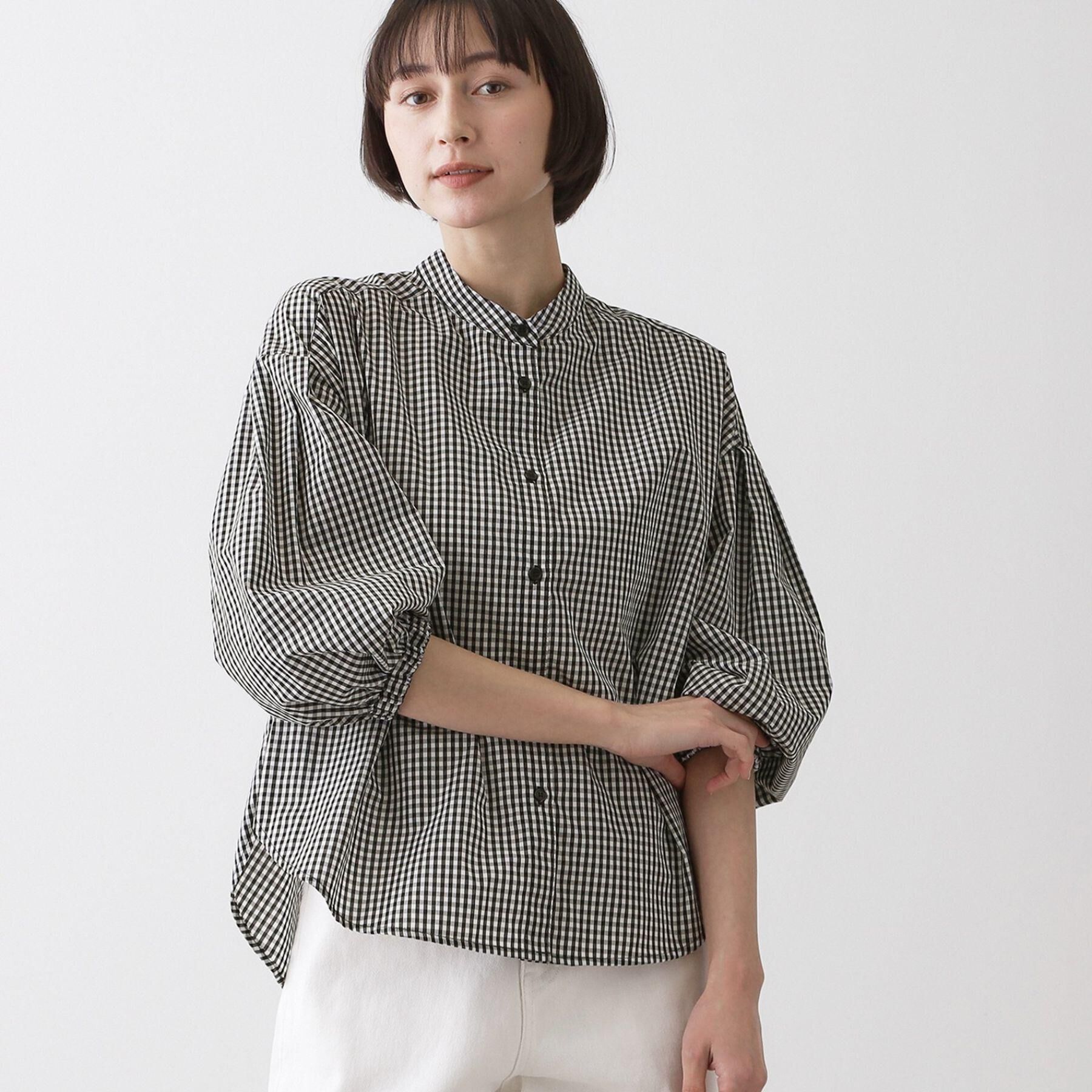 Dessin「【洗える】バルーンスリーブバンドカラーシャツ」|シャツ・ブラウス|ブラック(219)