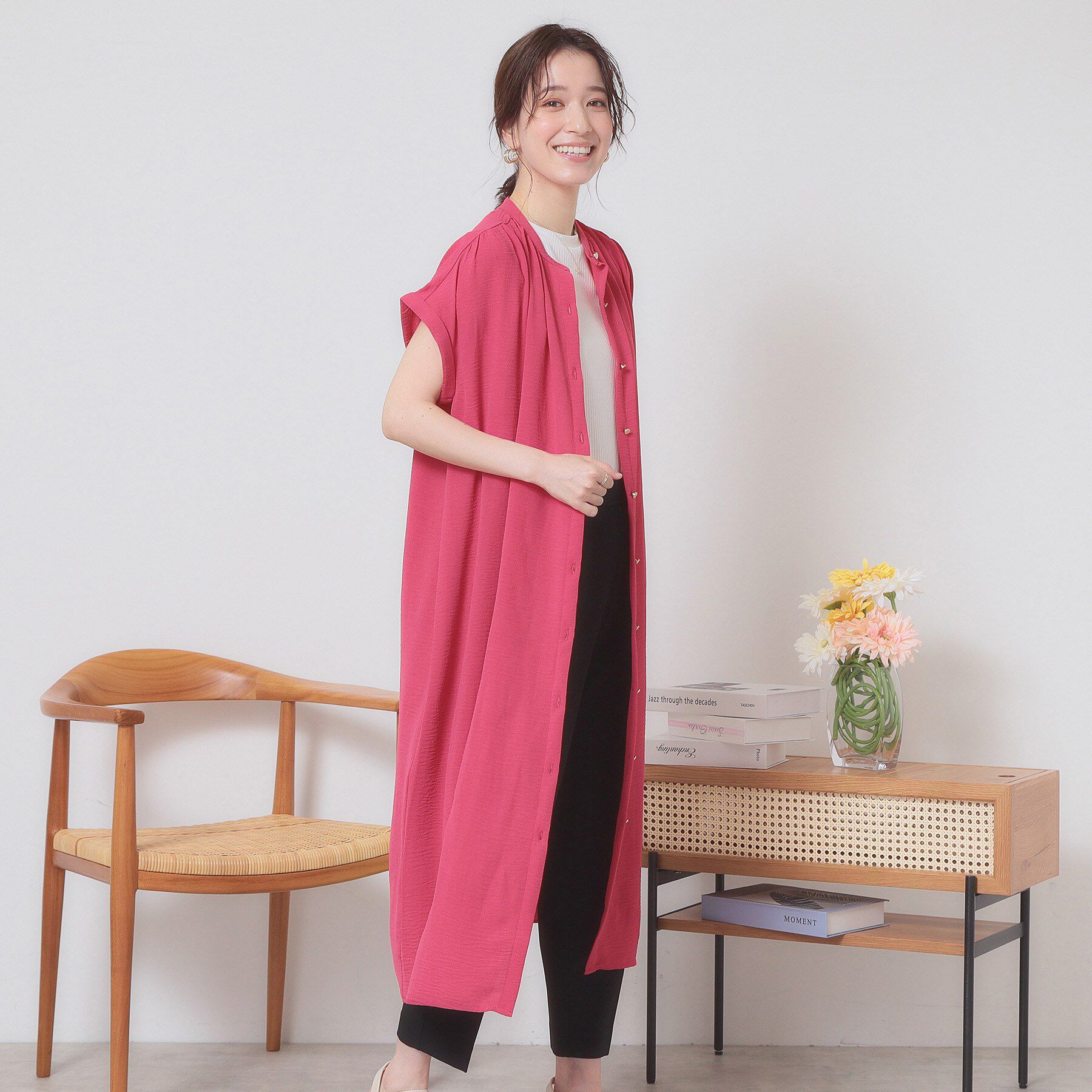 ITS&rsquo;DEMO「【接触冷感／吸水速乾／洗濯機OK】イージーケア前開きワンピース＜ラク服シリーズ＞」|ワンピース|