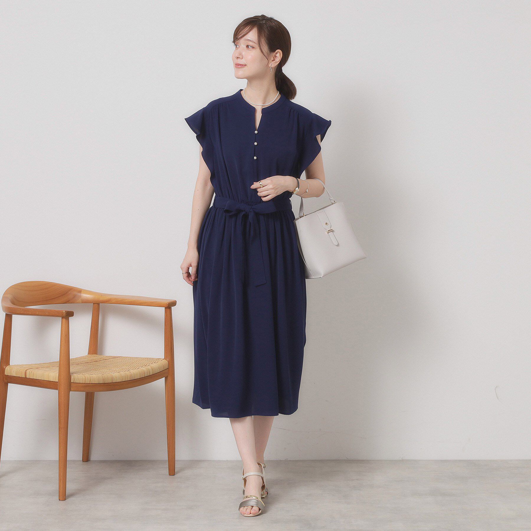 ITS&rsquo;DEMO「【手洗い可】フリル袖ブラウジングワンピース」|ワンピース|