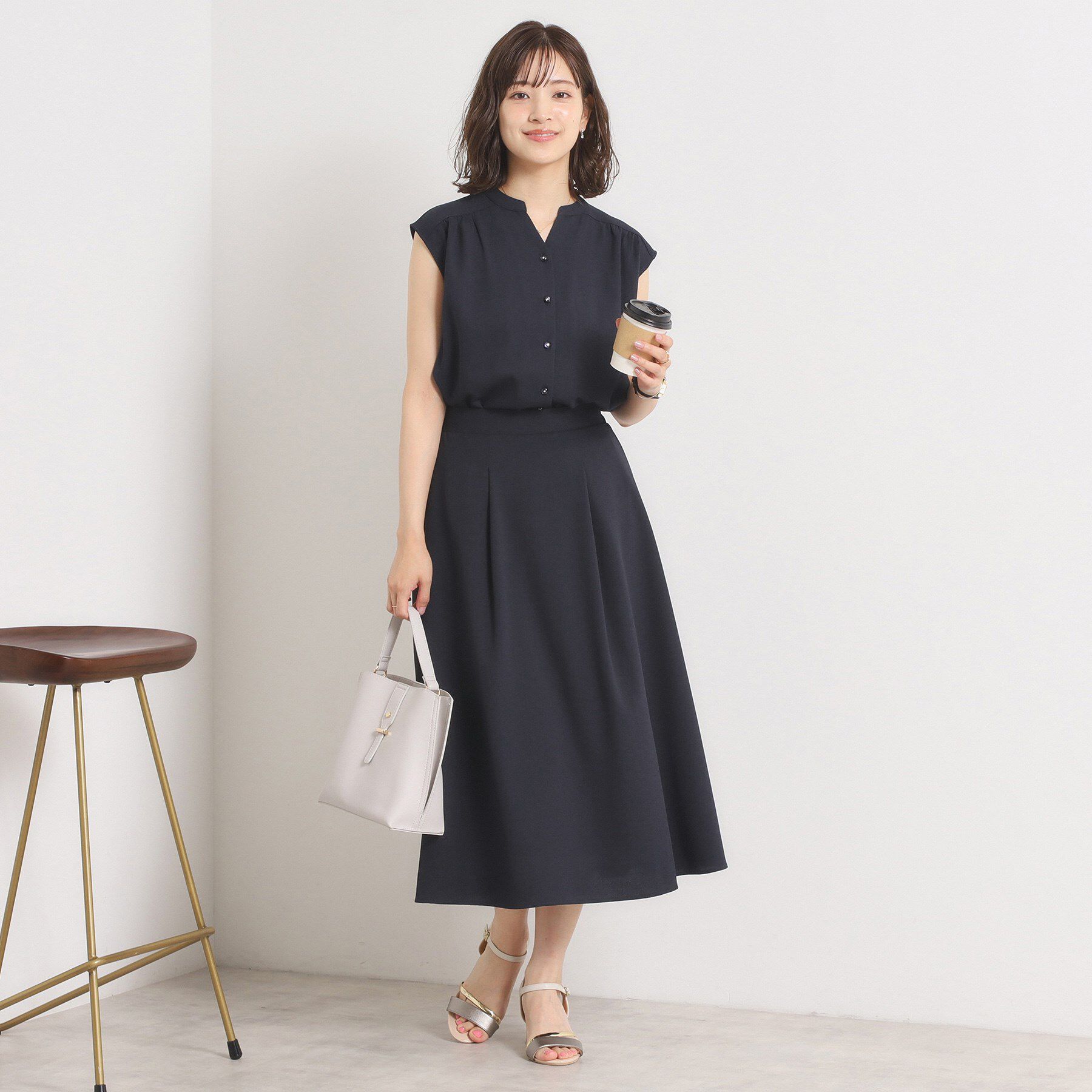 ITS&rsquo;DEMO「【UVカット／速乾／冷感／洗濯機OK／洗濯後しわになりにくい】麻調ストレッチ前開きブラウス＜ラク服シ」|シャツ・ブラウス|