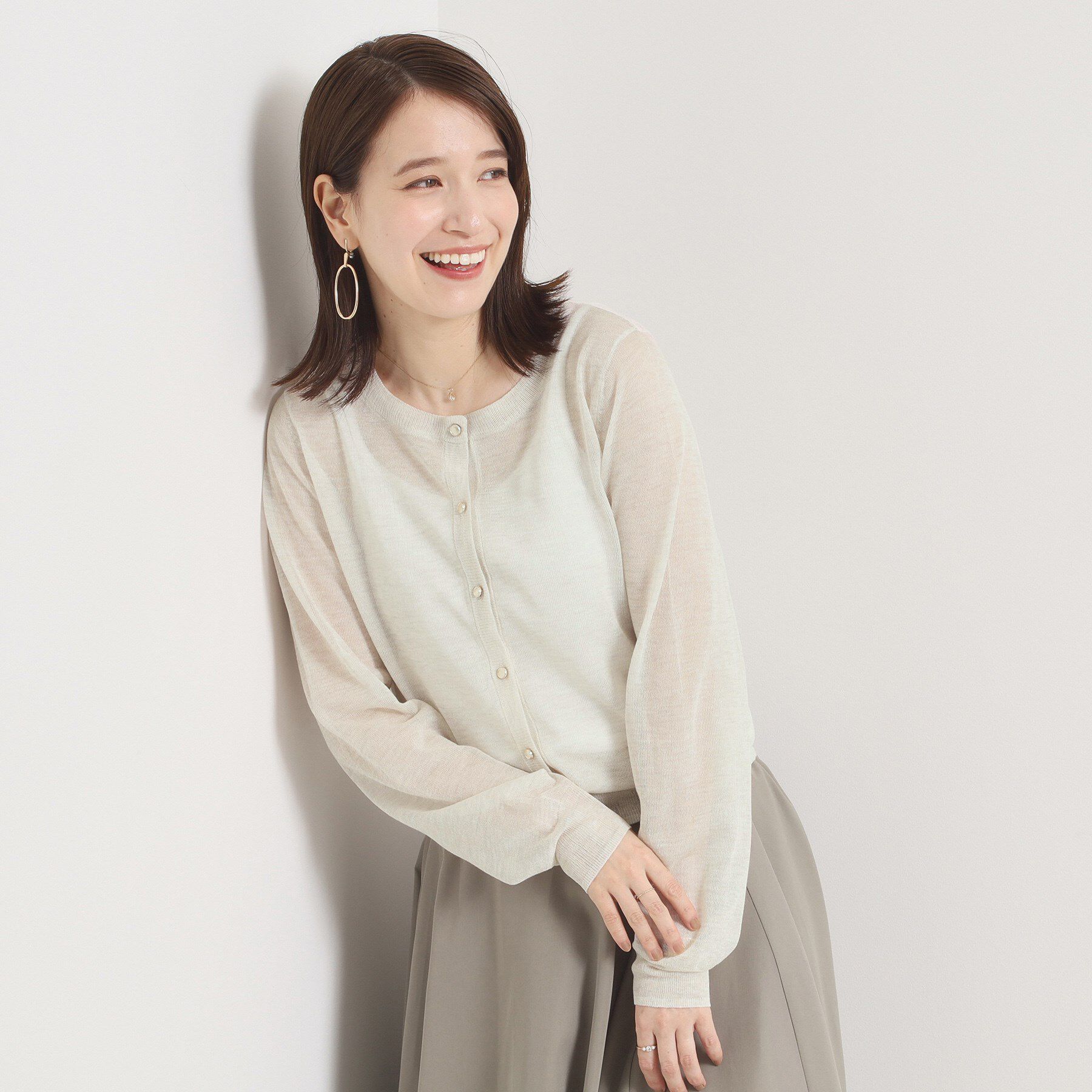 ITS&rsquo;DEMO「【手洗い可】ラメクルーカーディガン」|カーディガン|オフホワイト(003