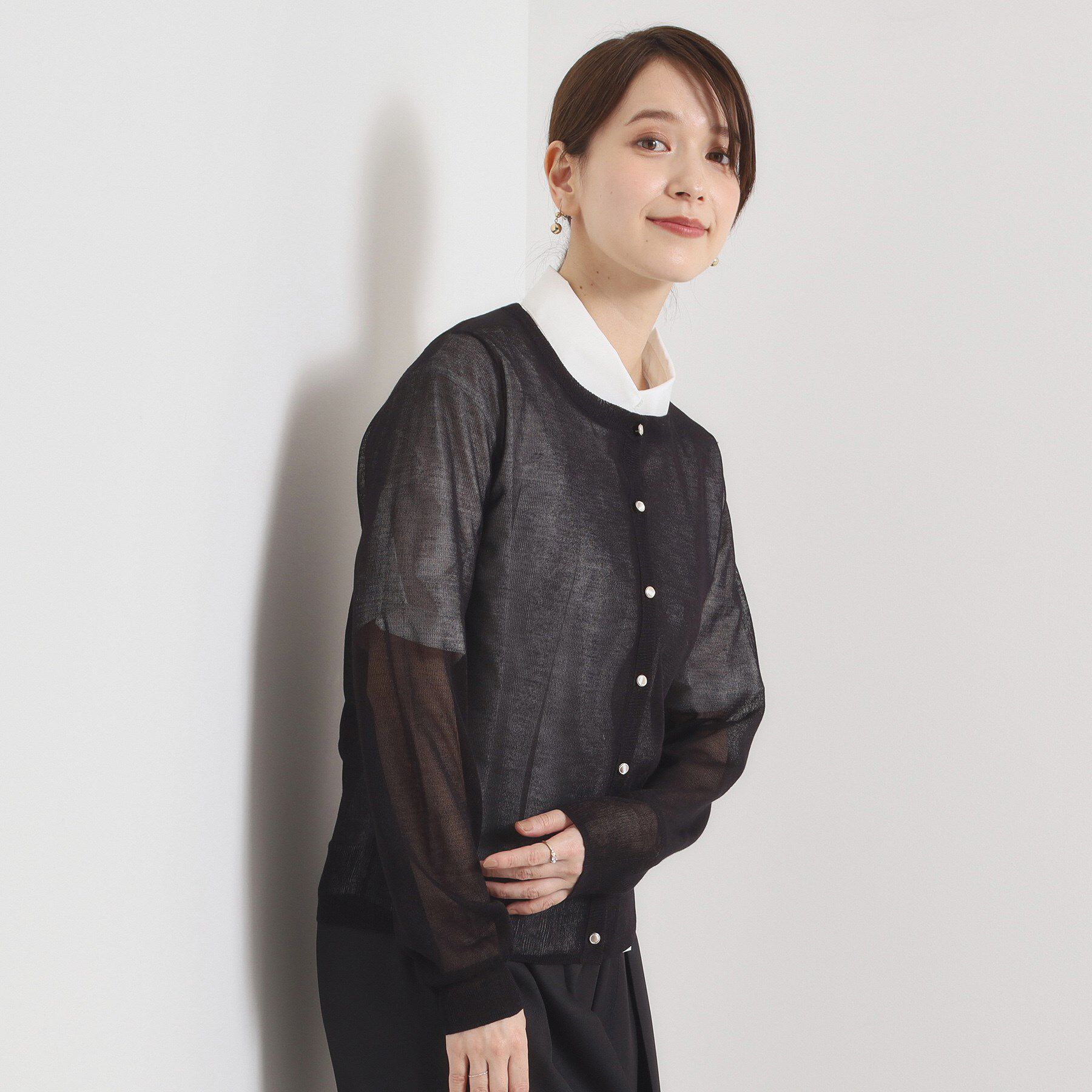 ITS&rsquo;DEMO「【手洗い可】ラメクルーカーディガン」|カーディガン|