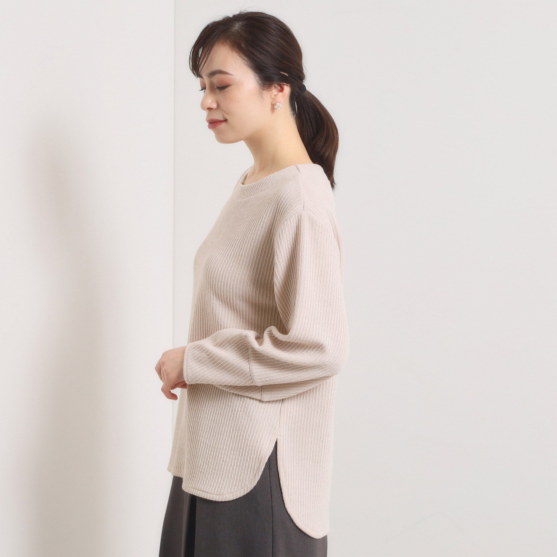 ITS&rsquo;DEMO「【洗濯機OK】ラウンドヘム起毛リブプルオーバー」|Tシャツ・カットソー|