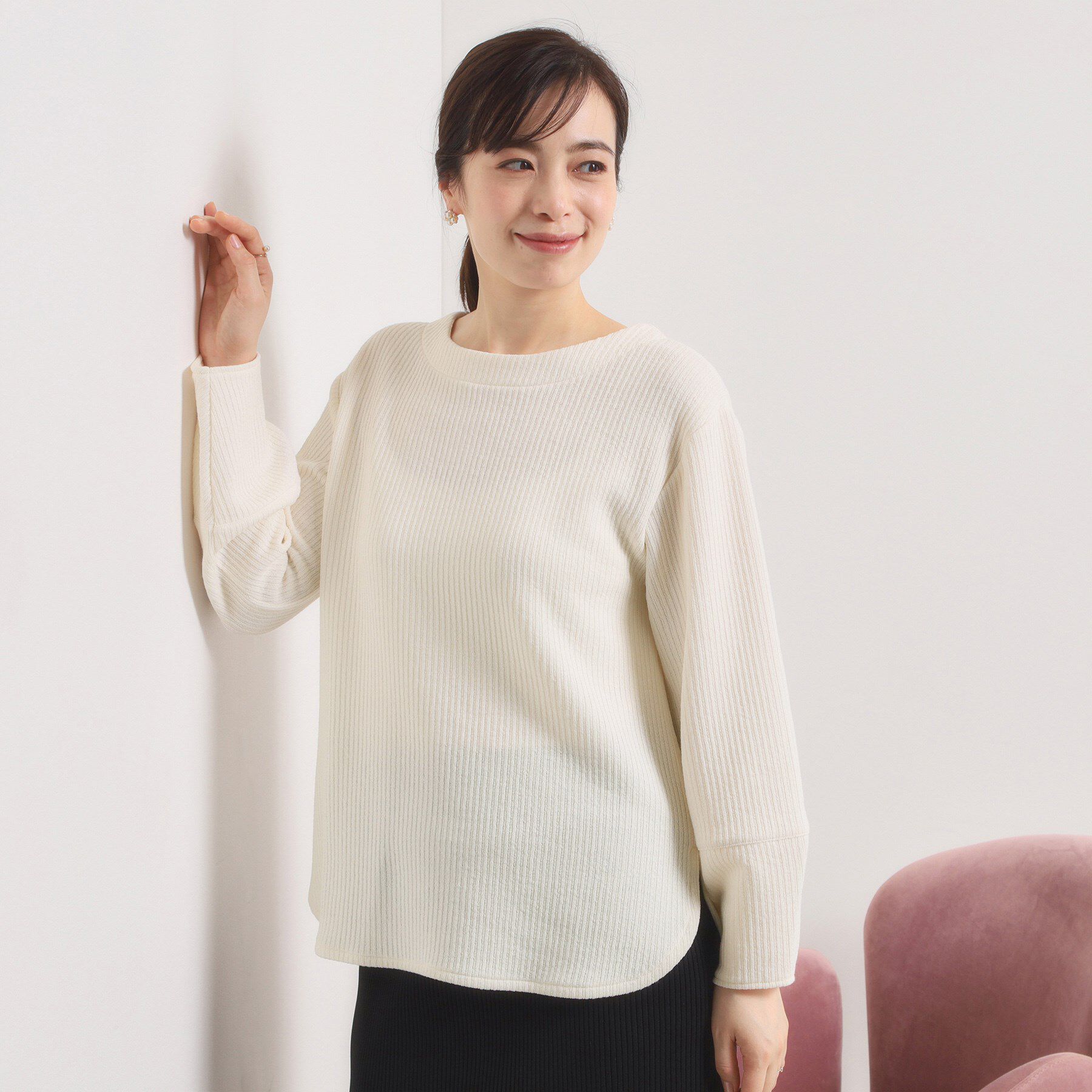 ITS&rsquo;DEMO「【洗濯機OK】ラウンドヘム起毛リブプルオーバー」|Tシャツ・カットソー|