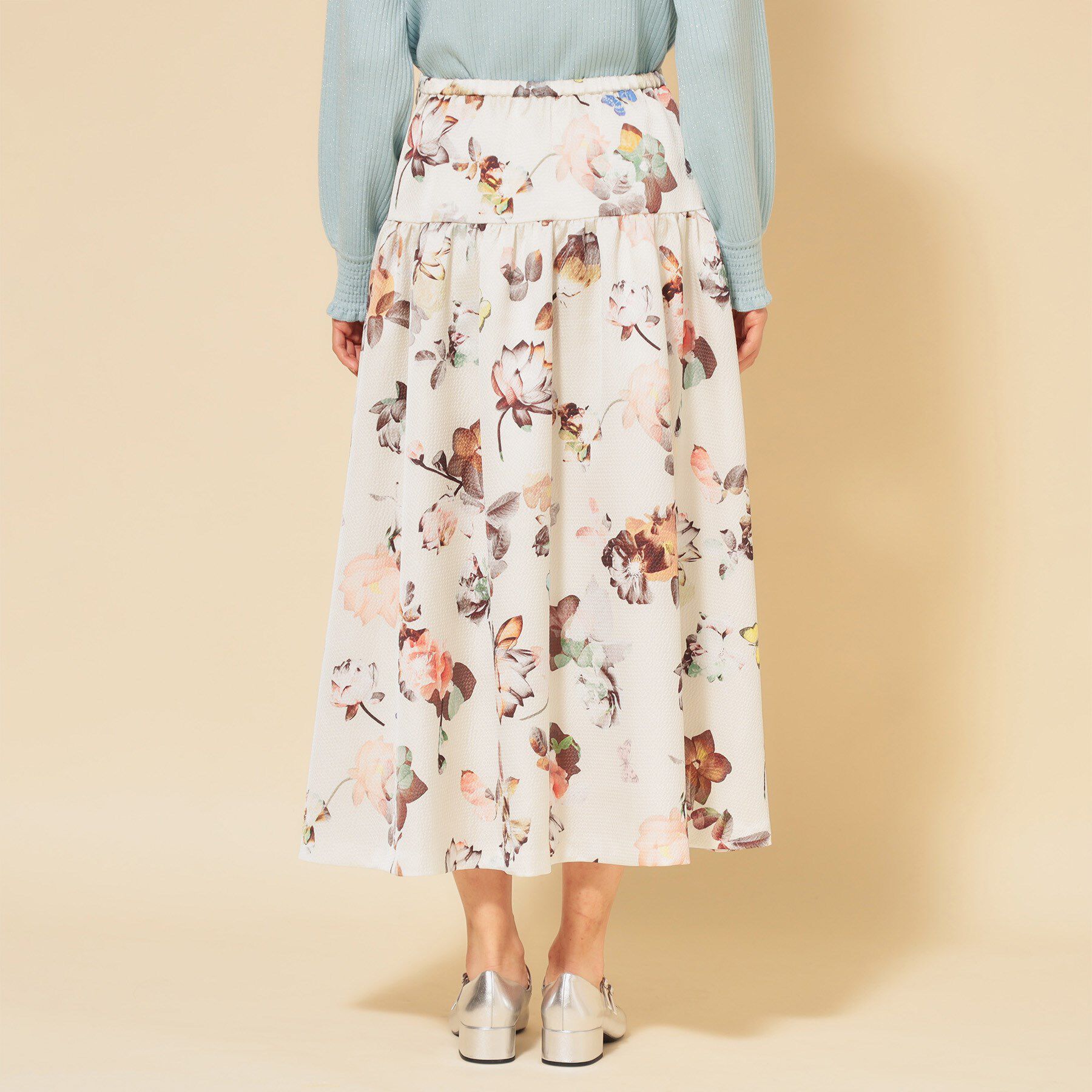 SunaUna「【COLLECTION LINE】花柄タックスカート」|スカート|