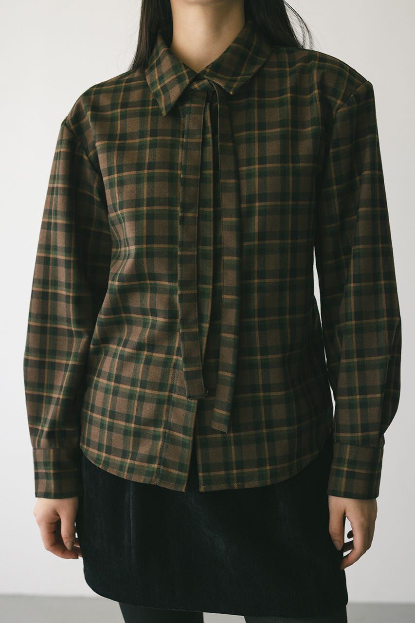 STYLEMIXER「パワーショルダーチェックシャツ」|シャツ・ブラウス|