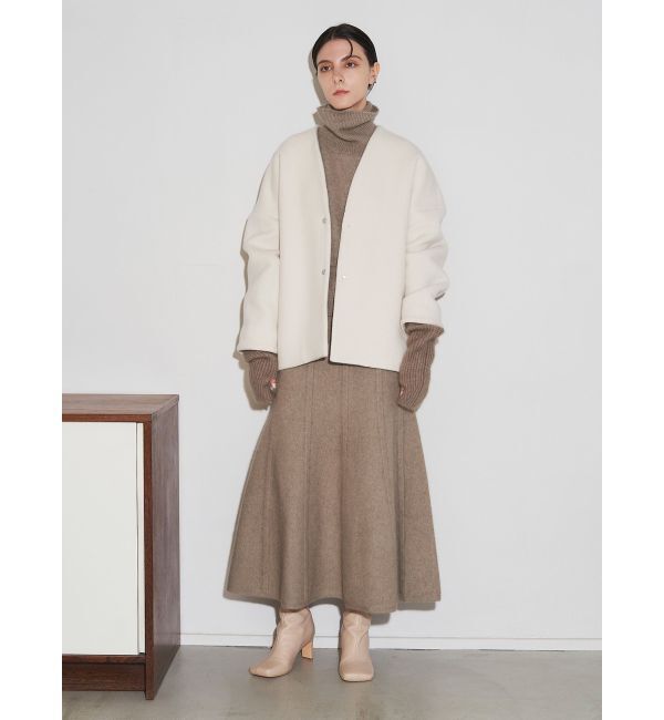 ELENDEEK「FORM SHORT WOOL CT」|ノーカラーコート|