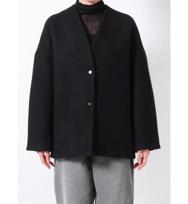 ELENDEEK「FORM SHORT WOOL CT」|ノーカラーコート|