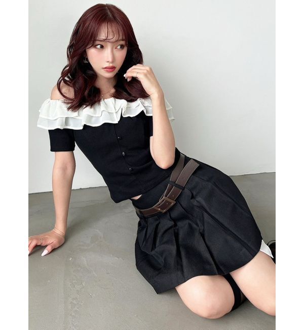 RESEXXY「ラッフルカラーリブトップス」|ニット・セーター|