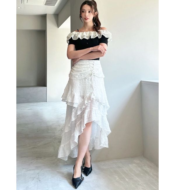 RESEXXY「ラッフルカラーリブトップス」|ニット・セーター|