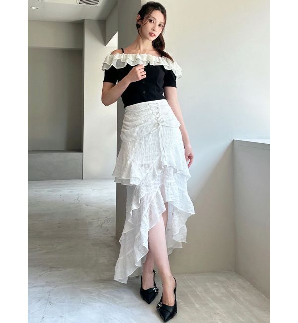 RESEXXY「ラッフルカラーリブトップス」|ニット・セーター|