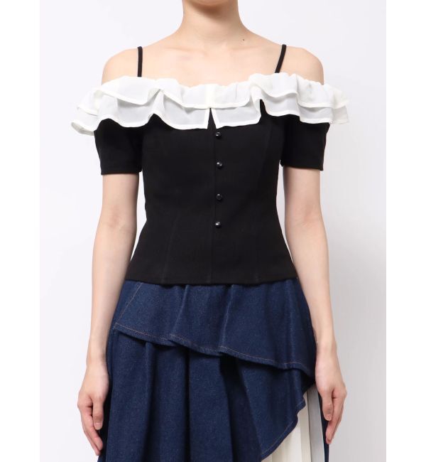 RESEXXY「ラッフルカラーリブトップス」|ニット・セーター|