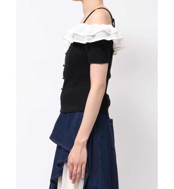 RESEXXY「ラッフルカラーリブトップス」|ニット・セーター|