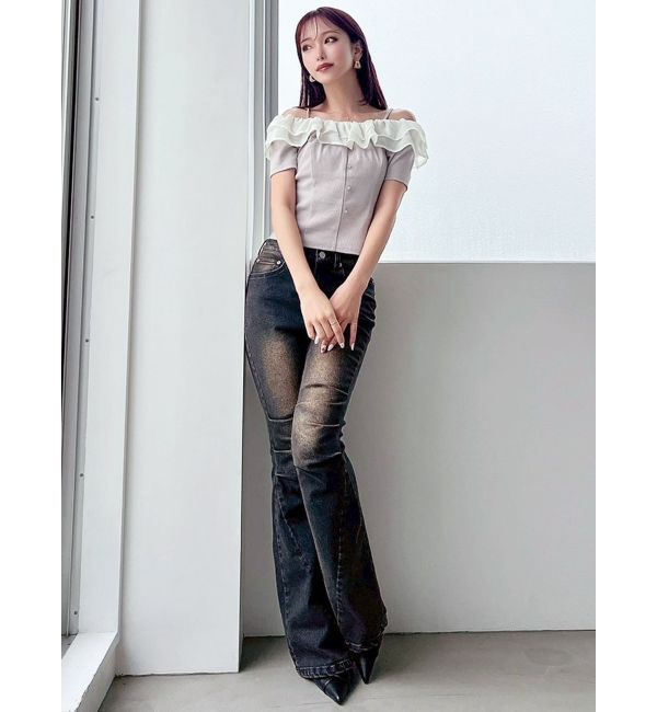 RESEXXY「ラッフルカラーリブトップス」|ニット・セーター|