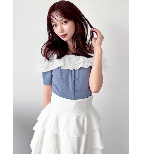 RESEXXY「ラッフルカラーリブトップス」|ニット・セーター|