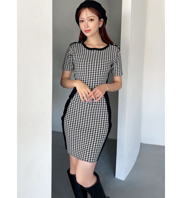 RESEXXY「ハウンドトゥースミニニットワンピース」|ワンピース|