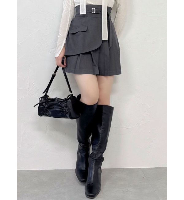 dazzlin「レイヤードプリーツミニスカート」|スカート|チャコールグレー