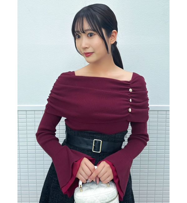 dazzlin「オフショルライクギャザーニット」|ニット・セーター|