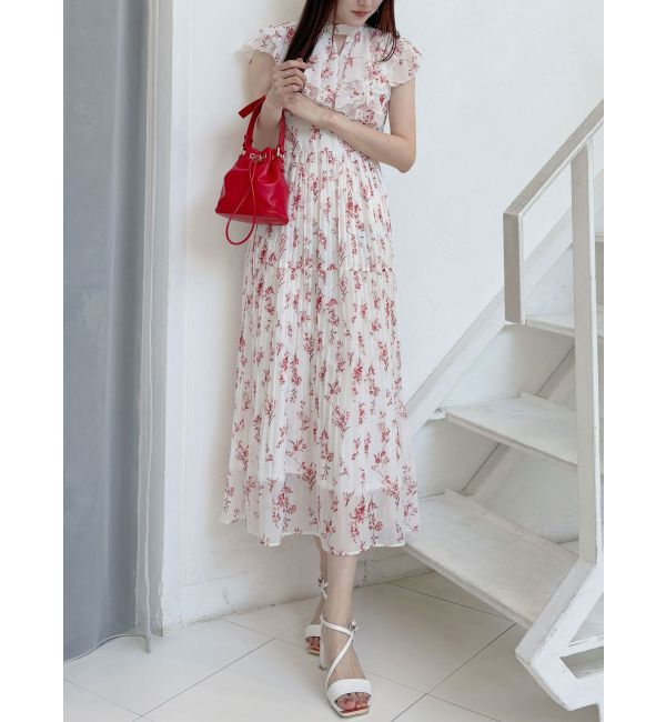 MERCURYDUO「ラッフルプリーツティアードワンピース」|ワンピース|レッド