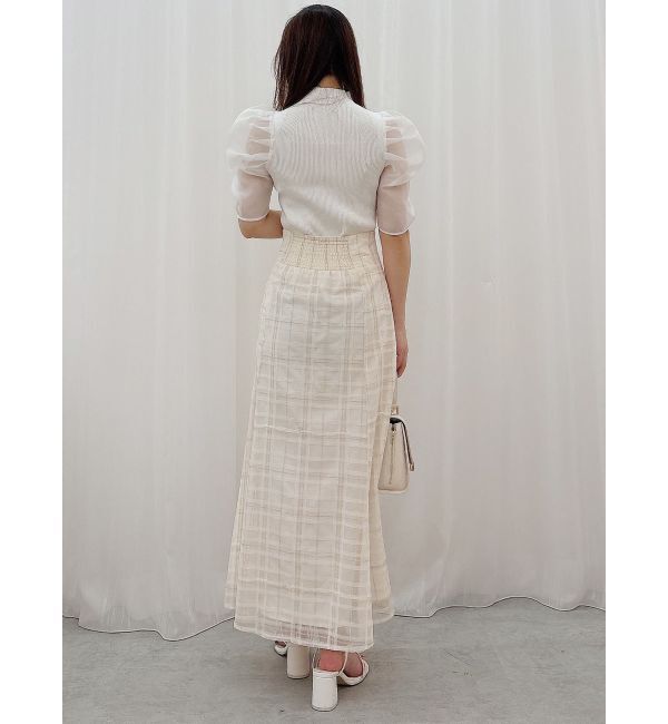 MERCURYDUO「2WAY異素材パフスリーブカットアウトニット」|ニット・セーター|