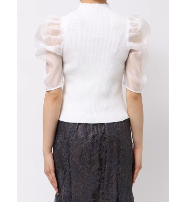 MERCURYDUO「2WAY異素材パフスリーブカットアウトニット」|ニット・セーター|