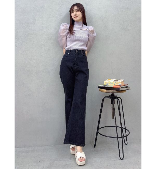 MERCURYDUO「2WAY異素材パフスリーブカットアウトニット」|ニット・セーター|