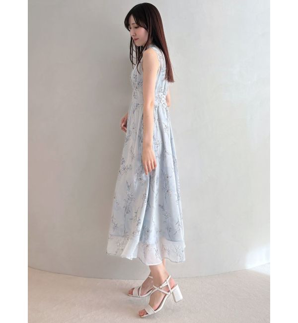 MERCURYDUO「【追加生産】花柄バックレースアップワンピース」|ワンピース|