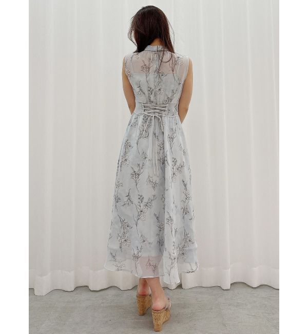 MERCURYDUO「【追加生産】花柄バックレースアップワンピース」|ワンピース|