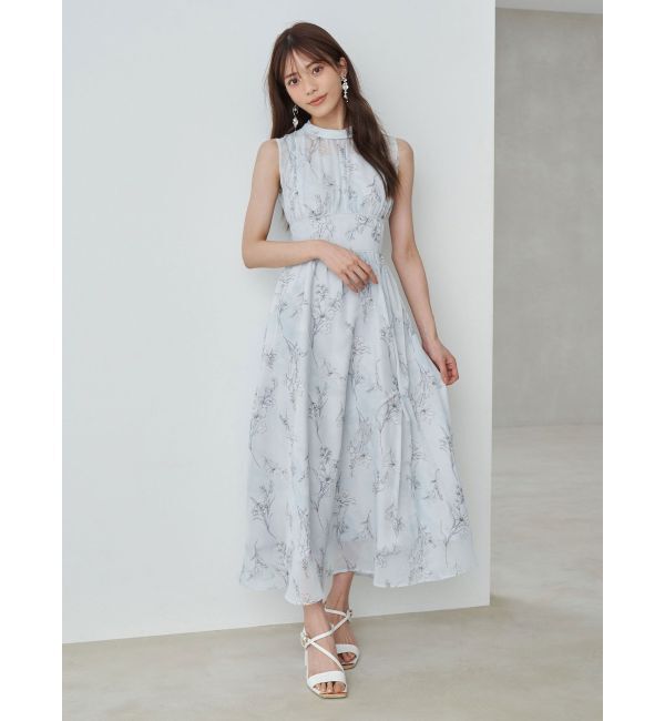 MERCURYDUO「【追加生産】花柄バックレースアップワンピース」|ワンピース|アイスブルー