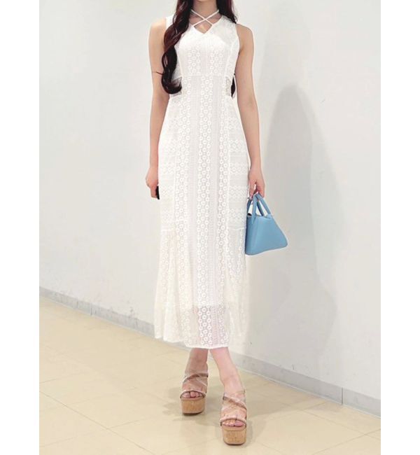 MERCURYDUO「カットレースブロッキングマーメイドワンピース」|ワンピース|