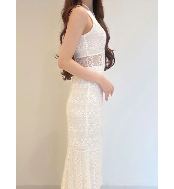 MERCURYDUO「カットレースブロッキングマーメイドワンピース」|ワンピース|