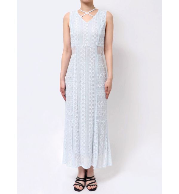 MERCURYDUO「カットレースブロッキングマーメイドワンピース」|ワンピース|
