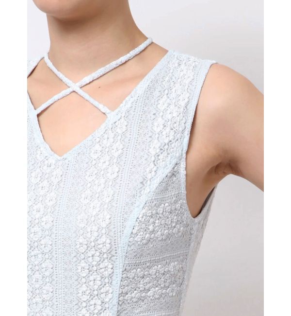 MERCURYDUO「カットレースブロッキングマーメイドワンピース」|ワンピース|