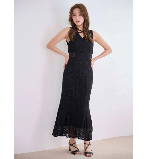 MERCURYDUO「カットレースブロッキングマーメイドワンピース」|ワンピース|