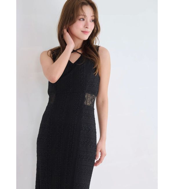 MERCURYDUO「カットレースブロッキングマーメイドワンピース」|ワンピース|