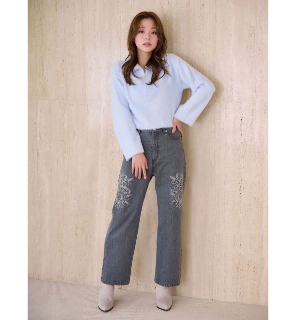 MERCURYDUO「カットワーク刺繍デニムストレートパンツ」|その他|