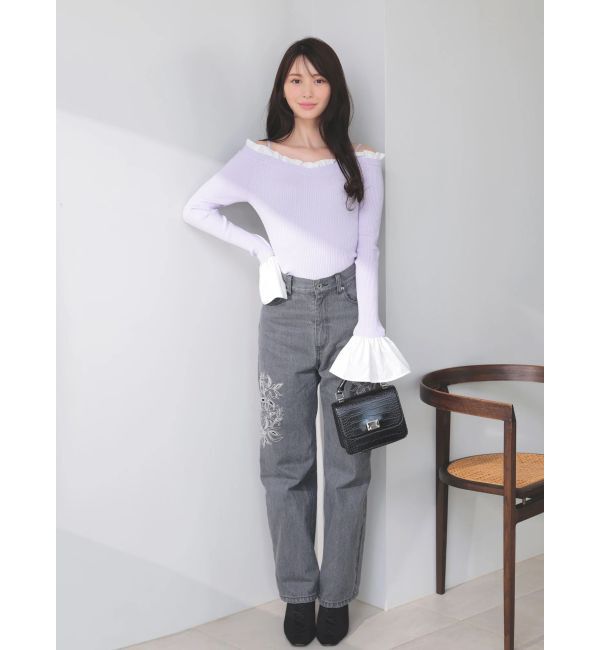 MERCURYDUO「カットワーク刺繍デニムストレートパンツ」|その他|