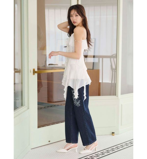 MERCURYDUO「カットワーク刺繍デニムストレートパンツ」|その他|