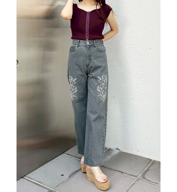 MERCURYDUO「カットワーク刺繍デニムストレートパンツ」|その他|