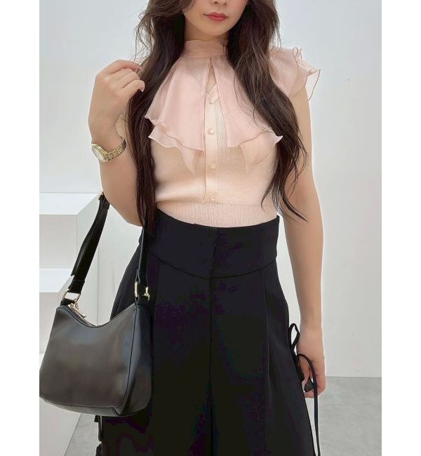 MERCURYDUO「異素材ラッフルコンパクトニット」|ニット・セーター|