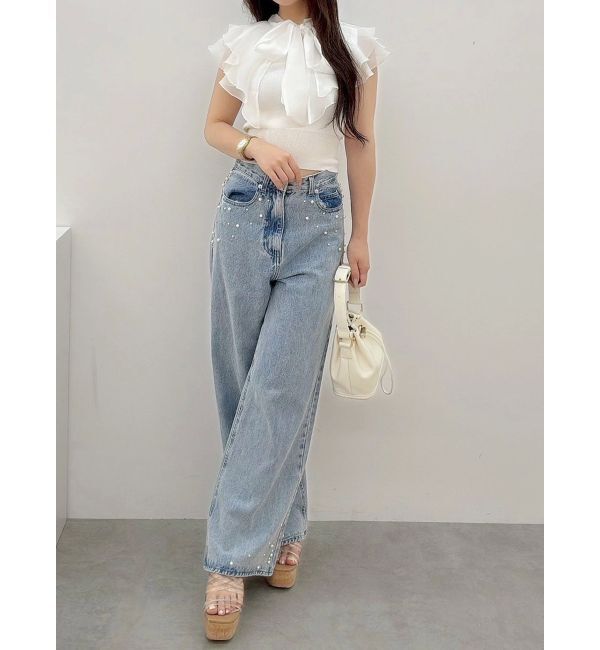 MERCURYDUO「異素材ラッフルコンパクトニット」|ニット・セーター|